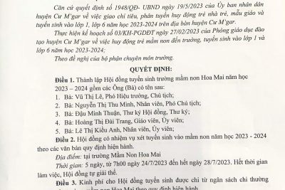 THÔNG BÁO TUYỂN SINH NĂM HỌC 2023 – 2024